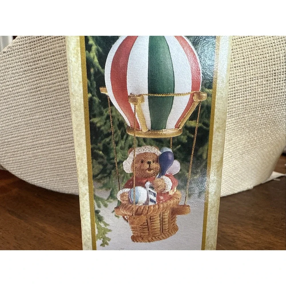 VINTAGE NOBEL HALL FLYING HIGH TEDDY LITE-UP BALLOON ORNAMENT New Box Christmas
